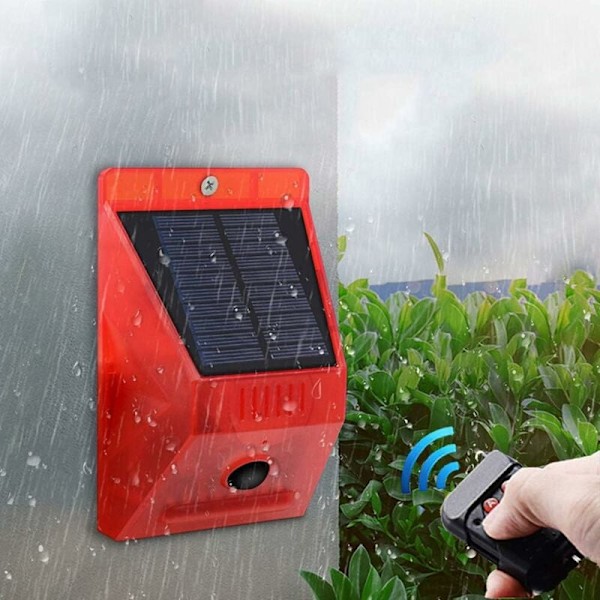 Anpassningsbar utomhussäkerhet, rörelsesensorlarm med solenergi och fjärrkontroll, justerbar känslighet för optimalt skydd
