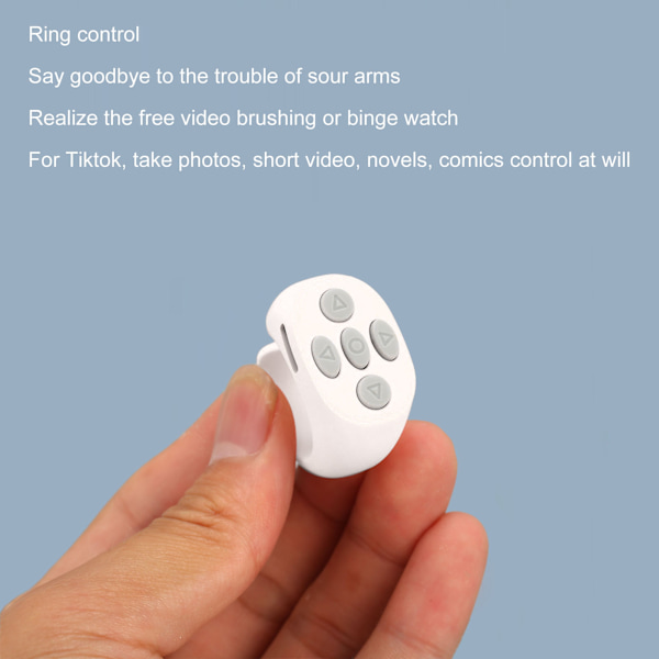 Smart Ring Controller Bluetooth 5.3 Trådlös Fjärrkontroll Sidsvängare för Tik Tok Elektronisk Bok Vit