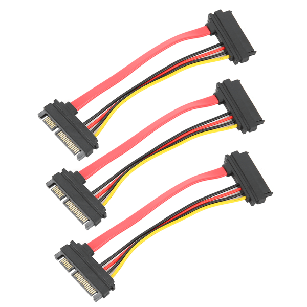 3PCS SATA 29P hunn til SATA 22P hann plast harddisk datakabel for hjem og mobil bruk