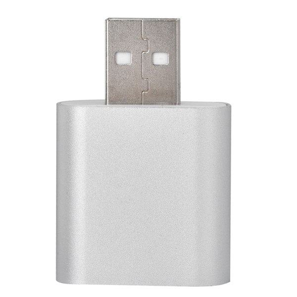 7.1-kanavainen ulkoinen USB 2.0 - 3,5 mm:n stereofoninen äänikortti, mikrofonisovitin, kaiutin (hopea)