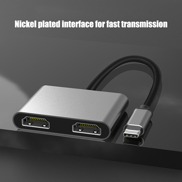 USB-C - HD Multimedia Interface -keskitin tukee 4K 60HZ USB-C - Dual HD Multimedia Interface -sovitinta