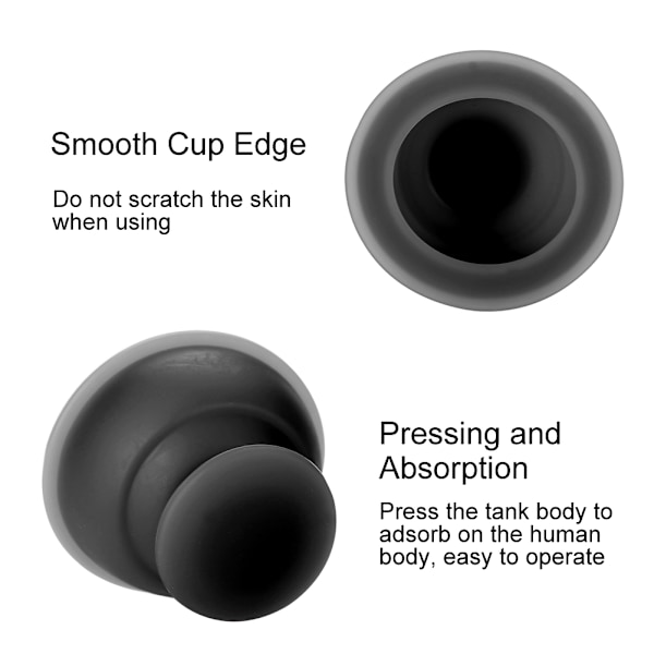 Silikone Fugtabsorber Anti Cellulite Vakuum Cupping Cup Massage (Sort)