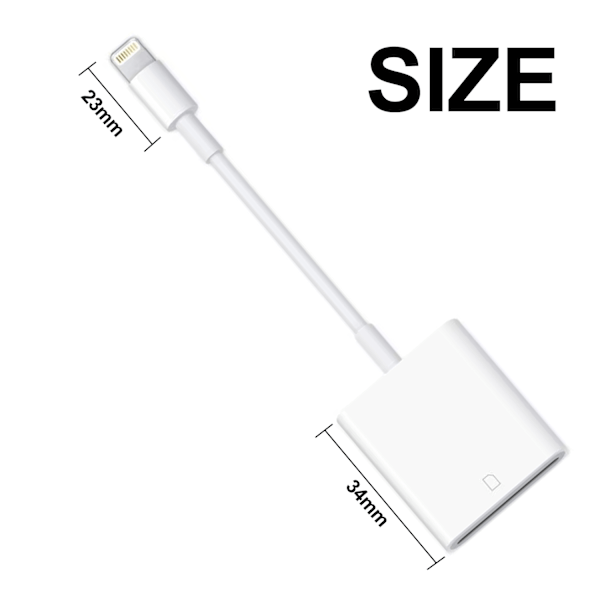 Höghastighetsöverföring Minneskortadapter, Mfi-certifierad Lightning till SD-kort Kamera Reader för iPhone och iPad, Trail Camera Viewer med Plug and Play
