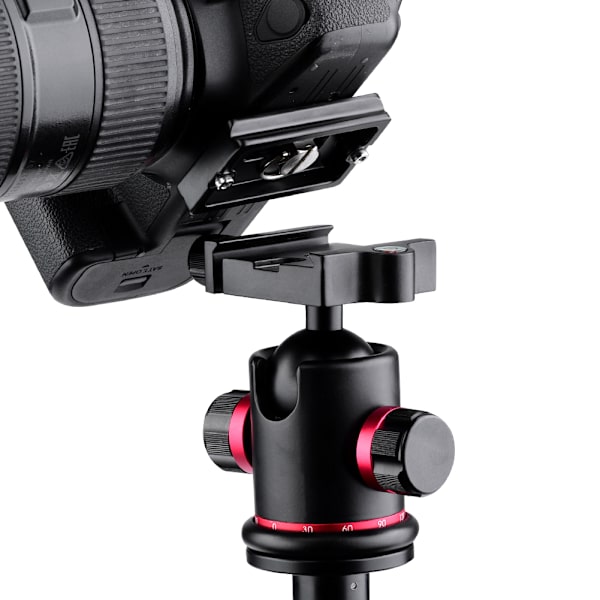 Mefury Tripod Kulled med roterande panorama med 3 st 1/4\" till 3/8\" skruvadapter Röd