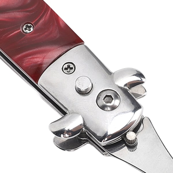 Fällbar fjädercampinggaffel med en knapp Flick 304 Rostfritt stål Fickstorlek Automatisk fjäderredskap Gaffel