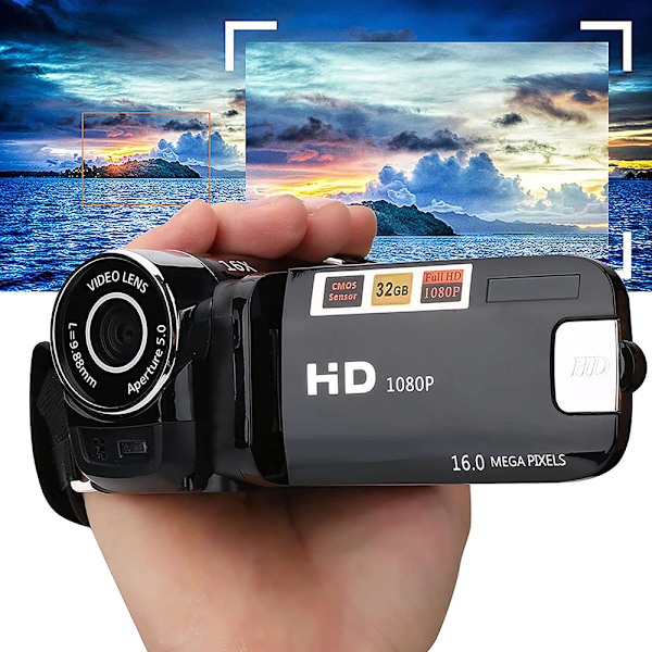 Digital videokamera för äventyrare, portabel design, 16x digital zoom, roterbar LCD-skärm och högupplösta inspelningar