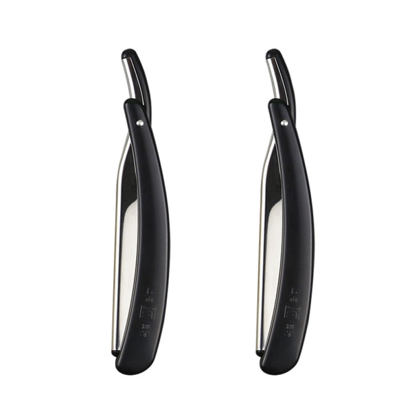 Barberkniv i rustfrit stål med lige kant, foldbar Black