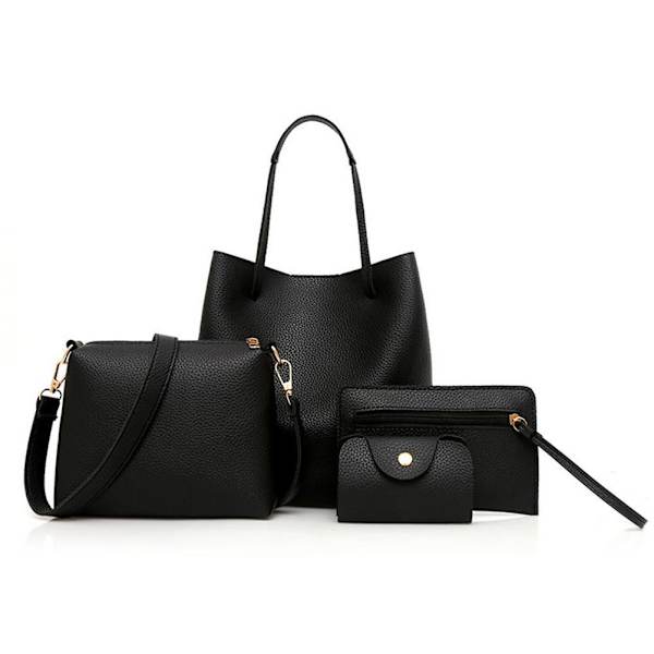 Trendig Tote Bag Set - Damväskor i PU-läder med axelväska, plånbok och korthållare