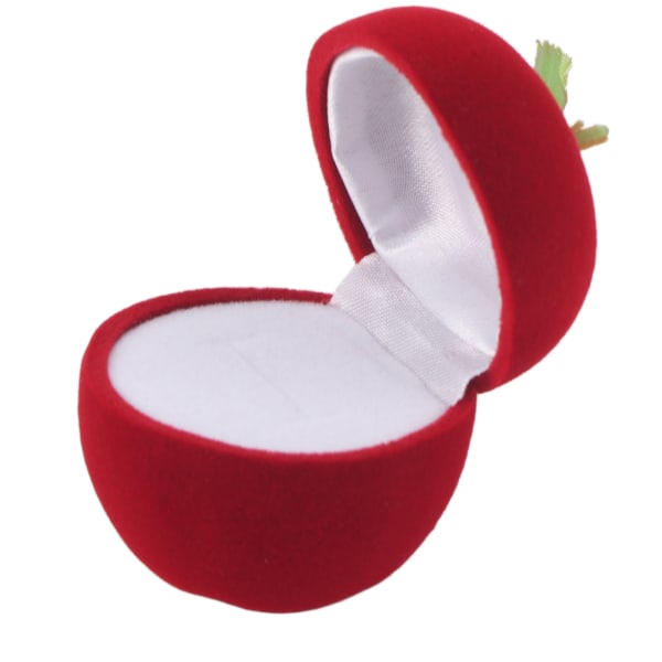 Flocked Ring Gift Box Red Apple Shaped Portable Earrings Necklac