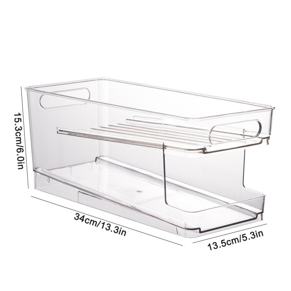 1 stk. dobbeltlags dåsearrangør til køleskab - Seltzer dåseopbevaring til køleskab (34*13,5*15,3cm)