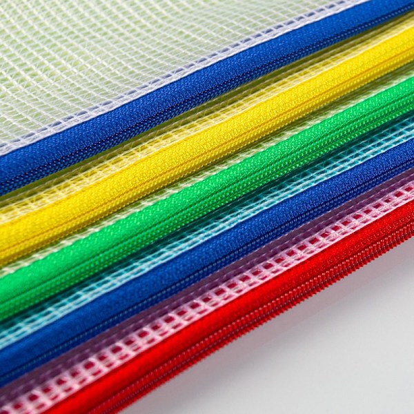 Färgkodad Organizer, Slitstarka PVC-materialfickor för enkel förvaringslösning, Mesh-blixtlåspåsar, A4-blixtlåspåsar för kontorsmaterial