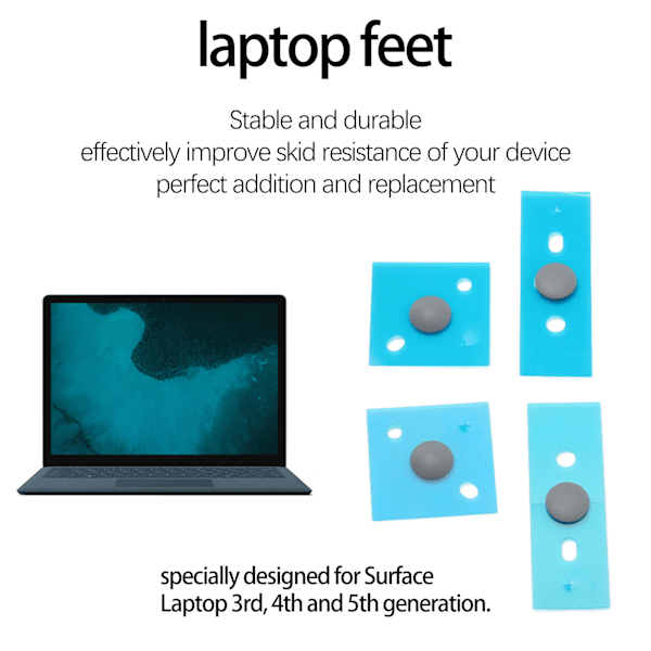 Laptop Bottenfodral Fötter Anti Slip Rund Punkt Noggrann Storlek Hållbara Laptop Fotkuddar för Surface 3 4 5 Ersättning Silver