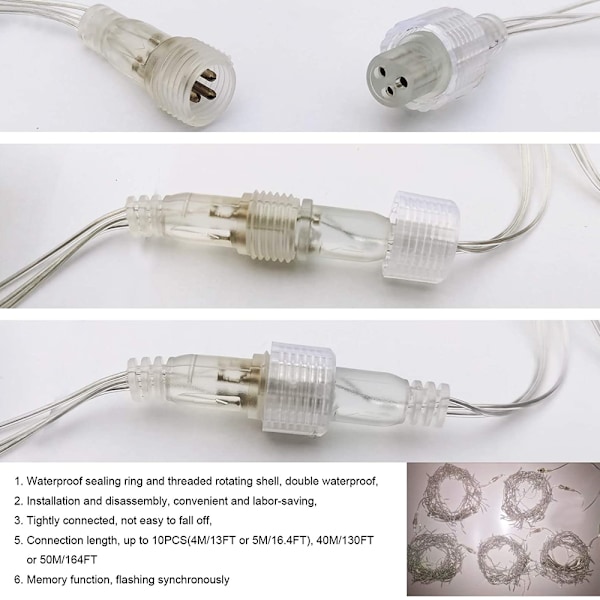 LED-slingor, istappslingor 4M/13ft 120LED Starry Fairy Light String Insert för bröllopsfest
