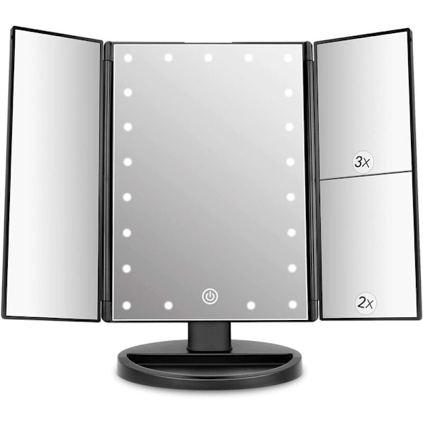 Present för speciella tillfällen: Högkvalitativ sminkspegel med 3X/2X/1X förstoring, LED-upplyst bordspegel, portabel kosmetisk resespegel