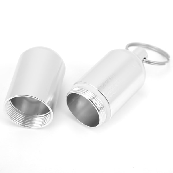 Bärbart Pillerfodral, Mini Förseglad Burk med Vattentätt Hölje i Rostfritt Stål, Medicinbehållare i Aluminiumlegering med Nyckelring för Utomhusaktiviteter