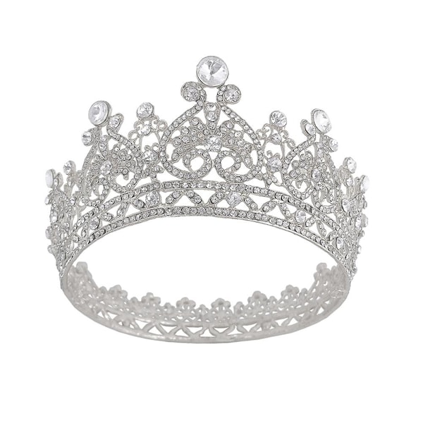 Dronningkrone for kvinner, rhinestone bryllupskrone, tiara, kostymefest, hårtilbehør til bursdag, skjønnhetskonkurranse, ball