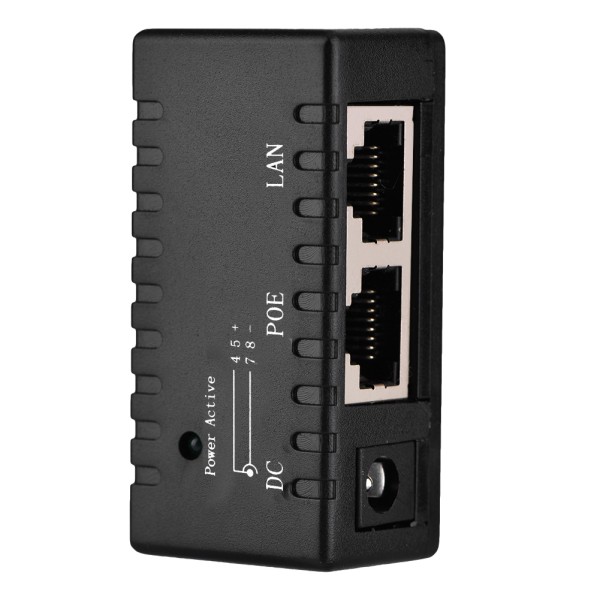 POE Splitter Power Over Ethernet Injektor Adapter för LAN-nätverk Svart