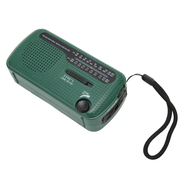 Håndsveiv solradio AM FM SW1 SW2 Camping LED lommelykt Mult