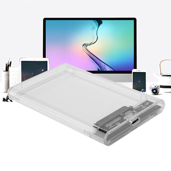 Transparent 2,5 tums SATA HDD SDD Box Case Typ C Mobil Hårddisk Extern Kapsling UASP
