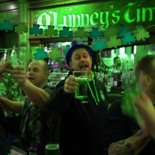 Lyckobringande Dekoration För St. Patricks Day, Filt Shamrock Party Girlang Fyrklöver Banner Mossgrön Snöre, Fleranvändning Vikbar