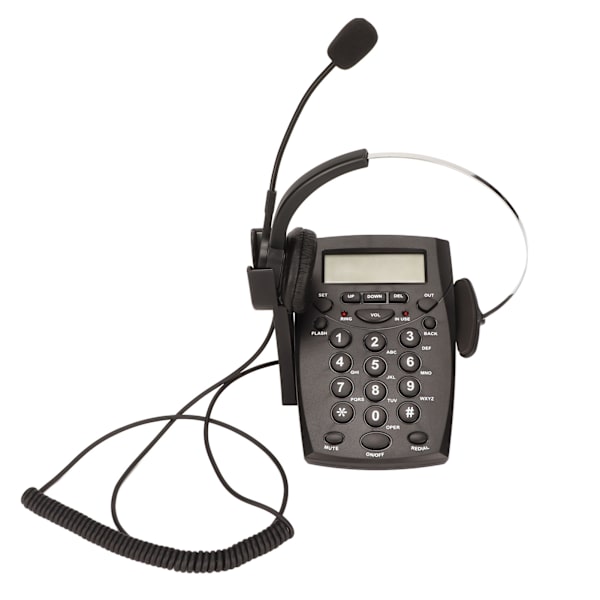 Sladdad headset-telefon med brusreducering FSK DTMF Caller ID knappsats fast telefon med hörlurar för callcenter kontor