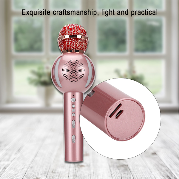 Multifunktionel Bluetooth trådløs mikrofon til telefon til karaoke (rose gold)