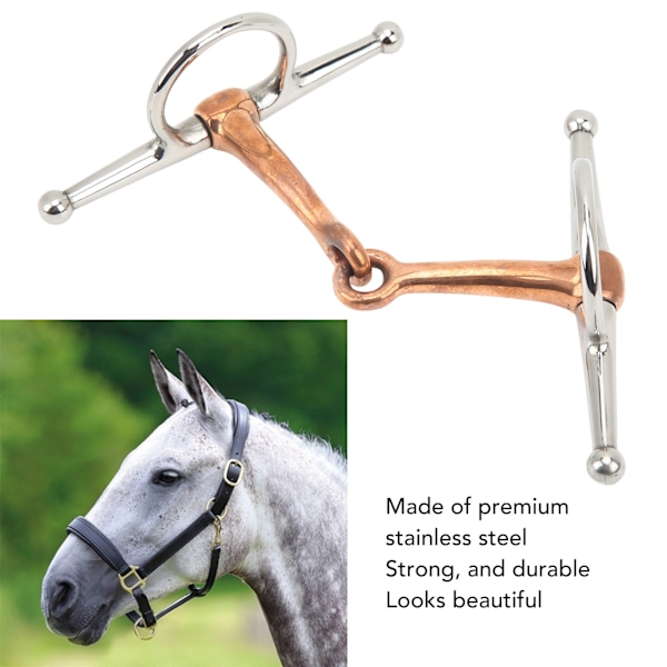 Hest Full Cheek Snaffle Rustfritt Stål Ring Snaffle Bit for Utendørs Hestetilbehør 125mm