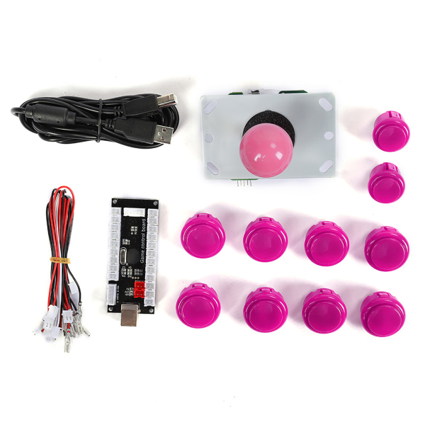 30/24 Kassett Knapp   5P Rocker Enkeltsett Svart USB Kjernebrett Arcade Kit Rosa