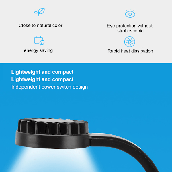 LED-akvarieljus Multifunktionell Hög Ljusstyrka Spara Energi Full Spectrum LED Akvarium Klämlampa 5W Svart