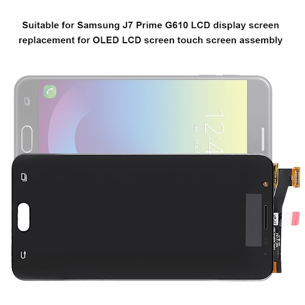 LCD-pekskärm utan ram, tillbehör till Samsung J7 Prime G610, svart