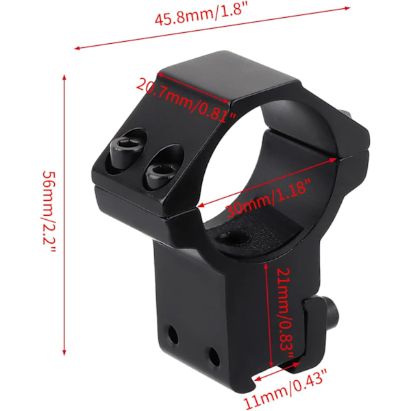 30mm Kikarsiktesringar, Aluminiumlegeringsmaterial Hög Profil Fästen med Stötsäker Design, för 11mm Kilspår, Anti-Oxidationsbeläggning för