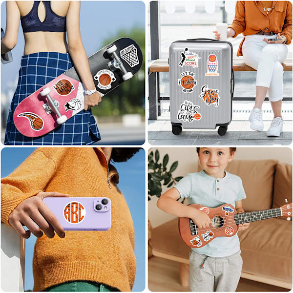 Paket med 50 basketklistermärken, belöningsmotiverande vinyl vattentäta klistermärken för skateboard, vattenflaskor, dator, telefon, gitarr, klistermärke, present