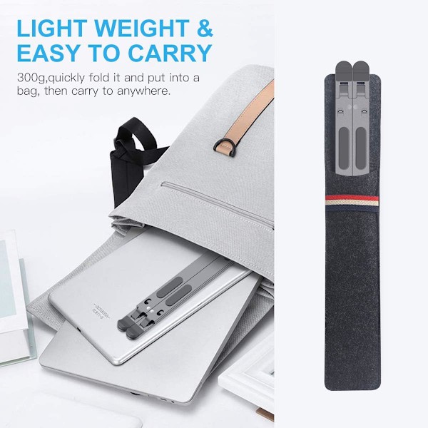 Ergonomisk Design, Justerbart Laptopställ för Skrivbord, 8 Höjdnivåer Från 6 cm Till 16 cm, Bred Kompatibilitet Med Upp Till 17 Tum