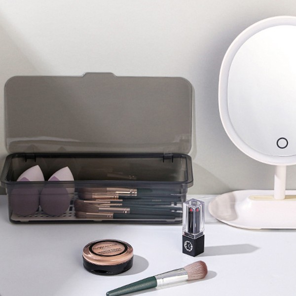 Make Up Organizer Box Dresser Container Case med låg til kosmetisk opbevaringsholder, 27*11.5*6.5cm