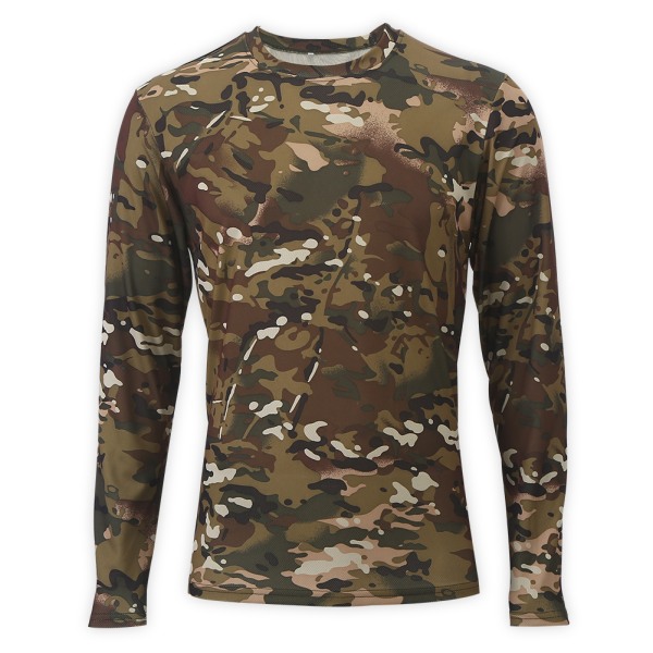 Herr Långärmad Rund Hals T-shirt Kläder för Camping Utomhussporter(L)