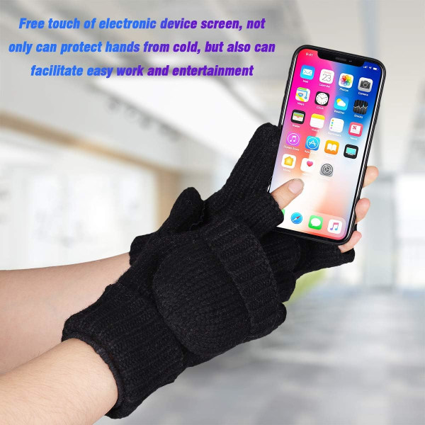 Thermal Fingerless Texting Wool Handskar Unisex Winte