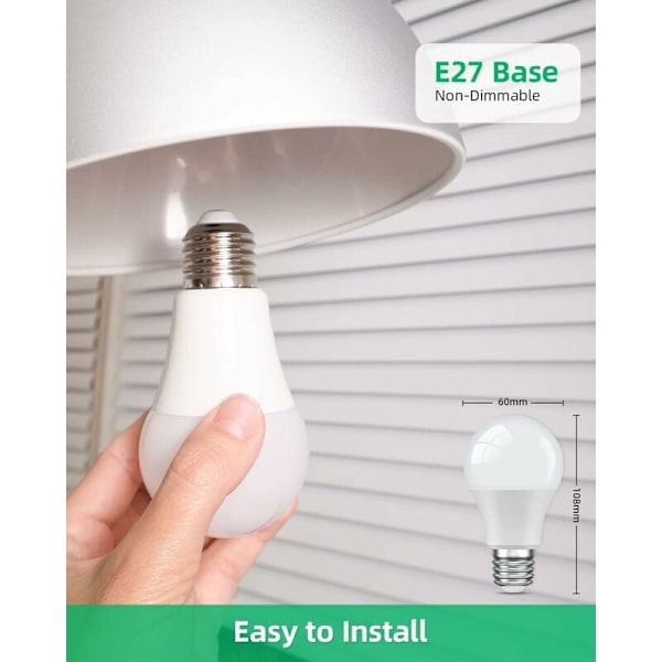 Effektiv Belysningslösning, Energieffektiva 12W LED-lampor som Utsöndrar Omedelbart Starkt Ljus för Hushållsutrymmen, Naturligt Vitt Ljus, Lätt att Installera