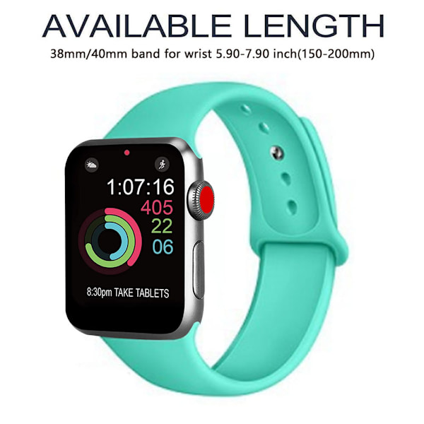 Sport Watch Band kompatibel med Watch 38-40mm Mjukt silikonersättningsband Sportband kompatibel med iWatch Series 5/4/3/2/1, S/M, M/L
