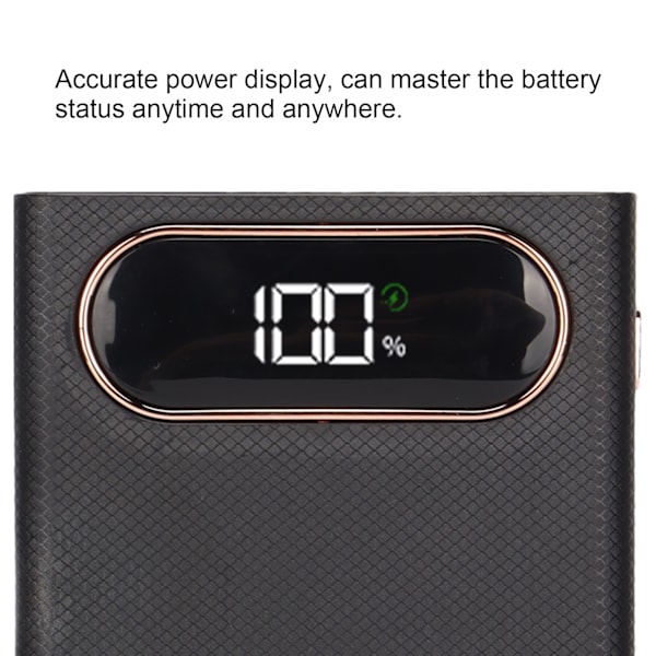 L12 22.5W 12x18650 Hitsausvapaa Akun Säilytyslaatikko LCD-näyttö Kannettava DIY Power Bank