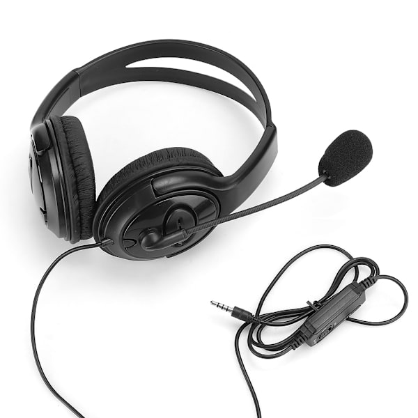 ABS Lättvikts Dator Mobiltelefon Spelheadset Rörlig Spole 3.5mm Samtals Hörlurar för PS4 Svart med Vit Askförpackning