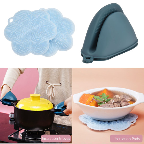 Mikrovågssäkra Plattklämmor, Halkfria Varma Skålhållare, Skålklämmor i Rostfritt Stål för Säker Hantering av Varma Rätter, Skålar och Tallrikar (2-pack)