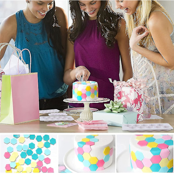 Geometrisk Multiskärare, Hexagon Kakform Set För Nybörjare Och Proffs, Livsmedelssäker Amerikanskt Stål, Lämplig För Att Skära Fondant Och Hantverk