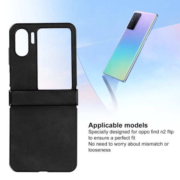 Fodral för Oppo Find N2 Flip i syntetiskt läder, ultratunt, stöttåligt mobilskydd för Oppo Find N2 Flip, svart