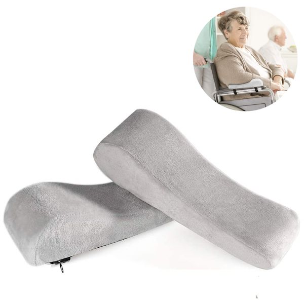 1 par Memory Foam Armlene Kontorstol Armleneputer og Hevede Skrå Armlener - Universelle Putetrekk for Armlener og Albueavlastning grey