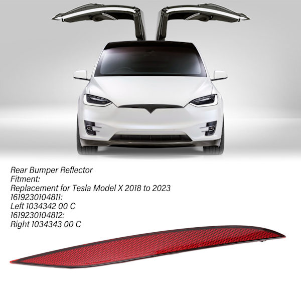 Bagkofanger Reflektor Rød Kofanger Hale Side Reflektor Panel Udskiftning til Tesla Model X 2018 til 2023