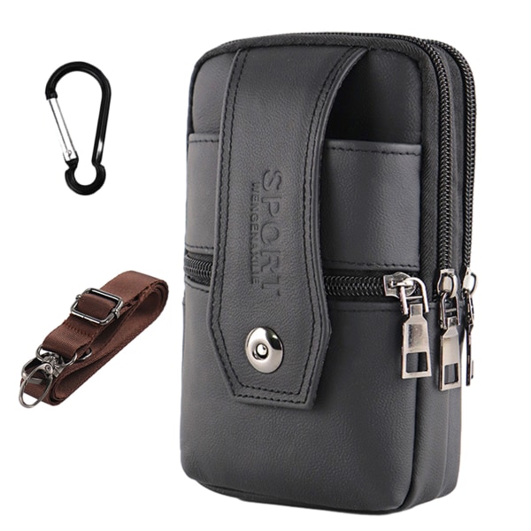 Läder mobiltelefon Fanny pack män bär bälte vertikal spänne multifunktionell 7,5 \"nöthud telefonväska