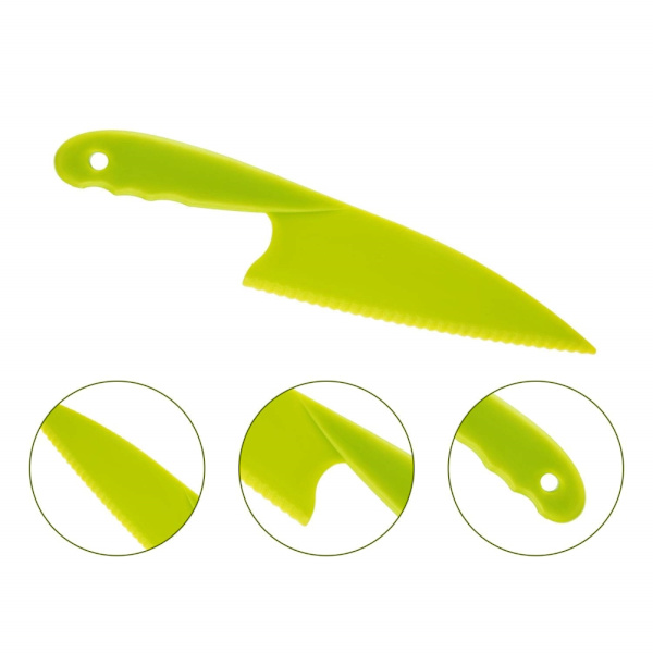 8 st / set barn plast kök skärare set barn säker matlagning kock nylon skärare för frukt bröd tårta sallad sallad skärare