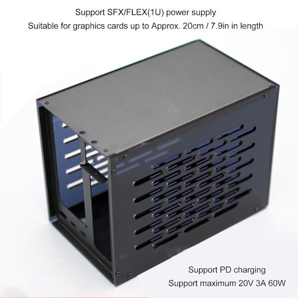 Tietokoneen kotelo G3 SFX tukee 20V 3A 60W PD-latausta 6 irrotettavaa paneelia Pelikotelo näytönohjaimille, joiden pituus on enintään 20 cm
