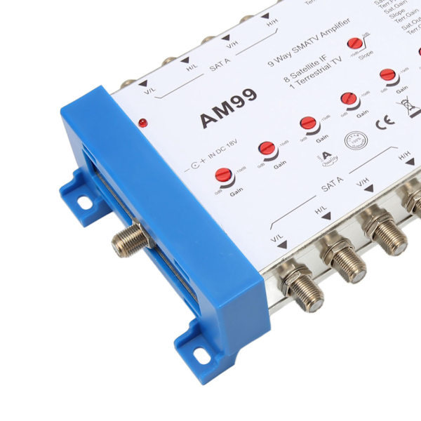 9-veis SMATV-forsterker Profesjonell Plug and Play Satellitt-TV-splitter for innendørs bruk 100‑240V EU-kontakt