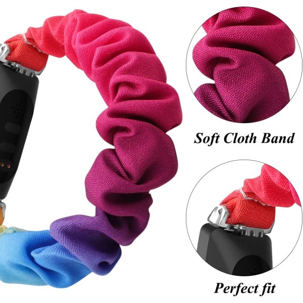 Scrunchies kompatibla med Fitbit Inspire 2 band/Inspire HR-band/Inspire, kvinnor mjukt elastiskt tygmönster printed tygarmband Ersättning för